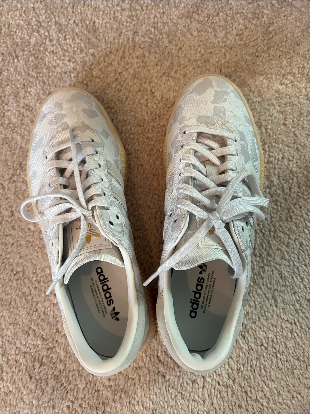adidas Women's Light Cream Camo Lace-Up Sneakers